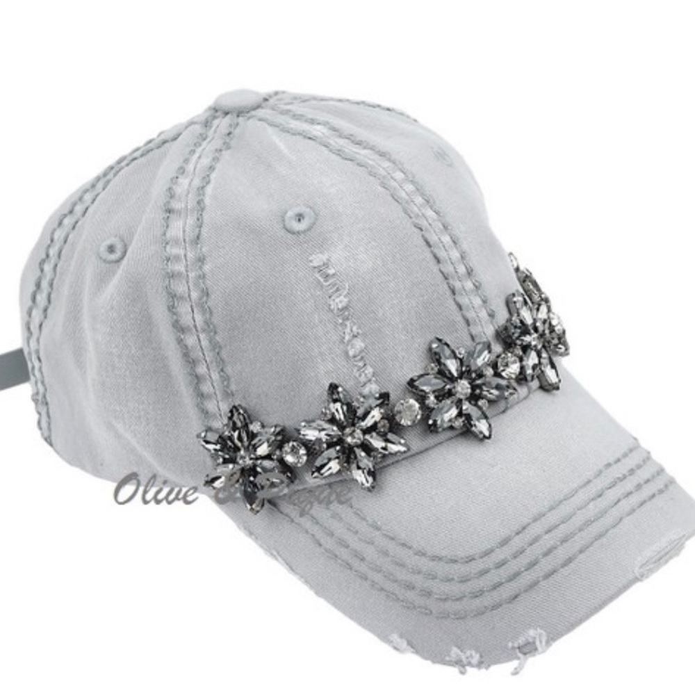 Dove Grey Glitz Baseball Cap